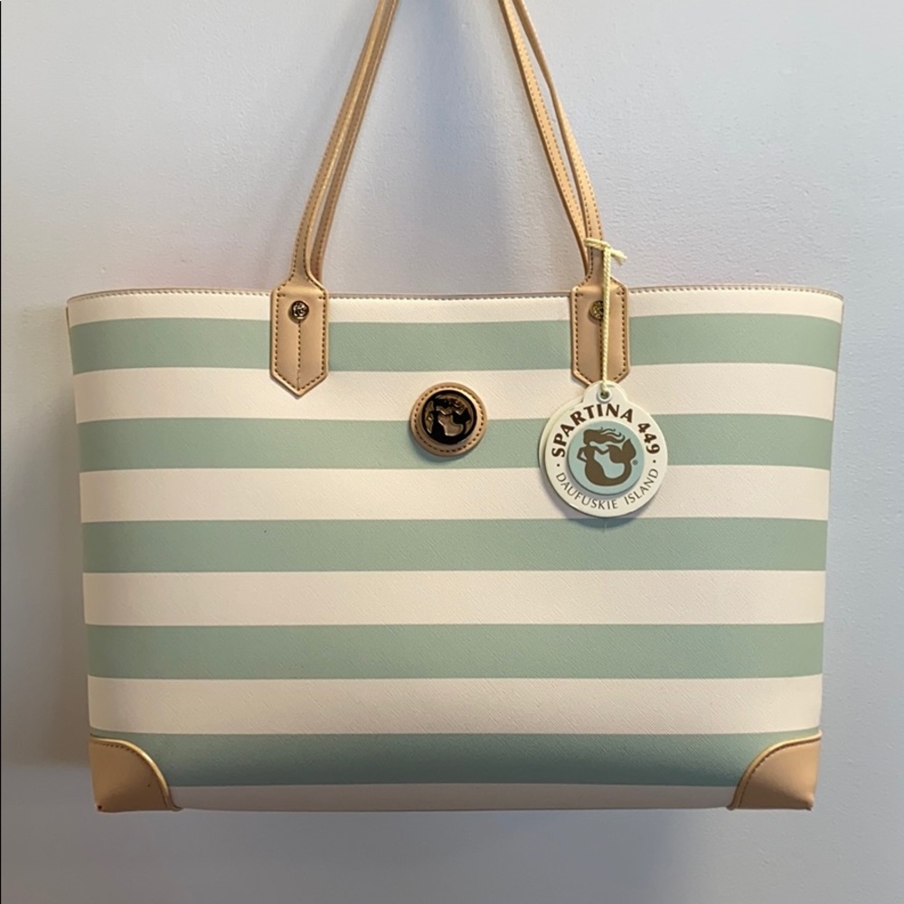 NWT spartina 449 tote bag sea foam stripe